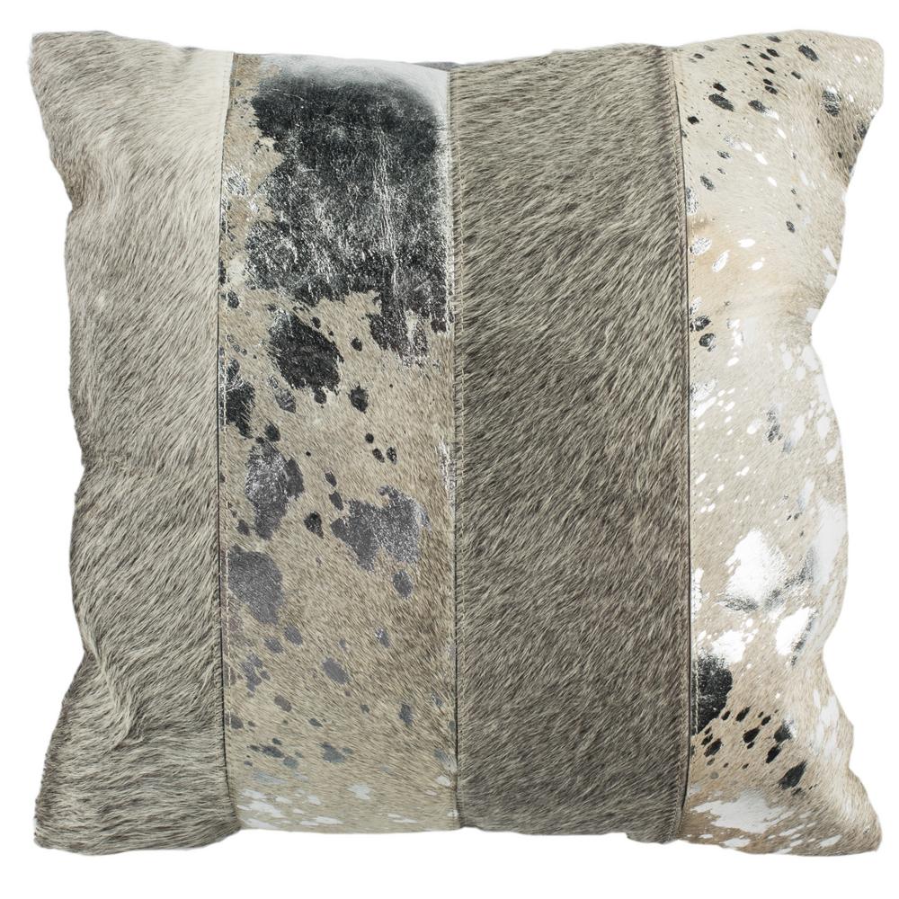 Safavieh Blair Grey And Silver Striped Cowhide Polyester 20 In X