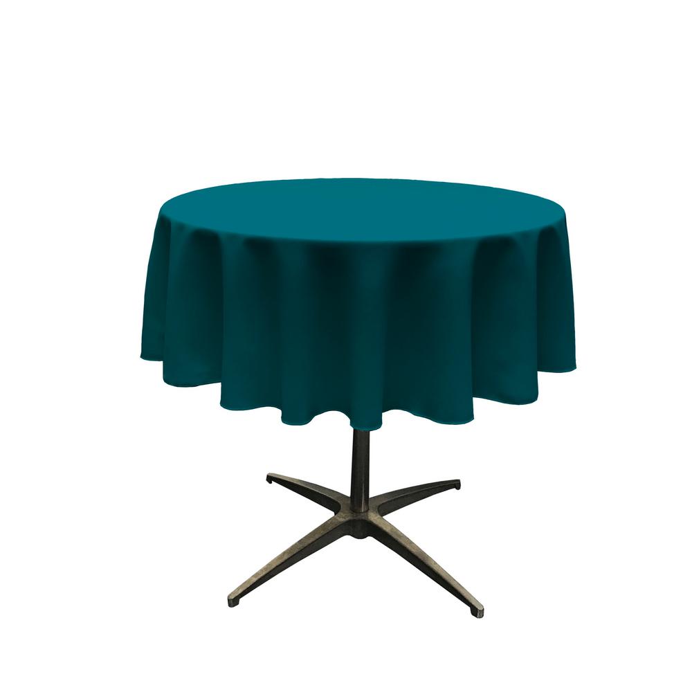 LA Linen 58 in. Round Dark Teal Polyester Poplin TableclothTCpop58R