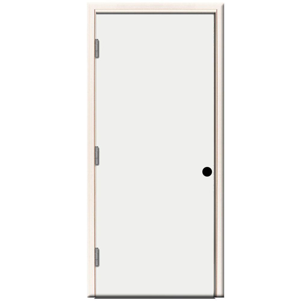 Steves Sons 24 In X 80 In Premium Flush Primed White Right Hand Outswing Steel Prehung Front Door With 4 In Wall