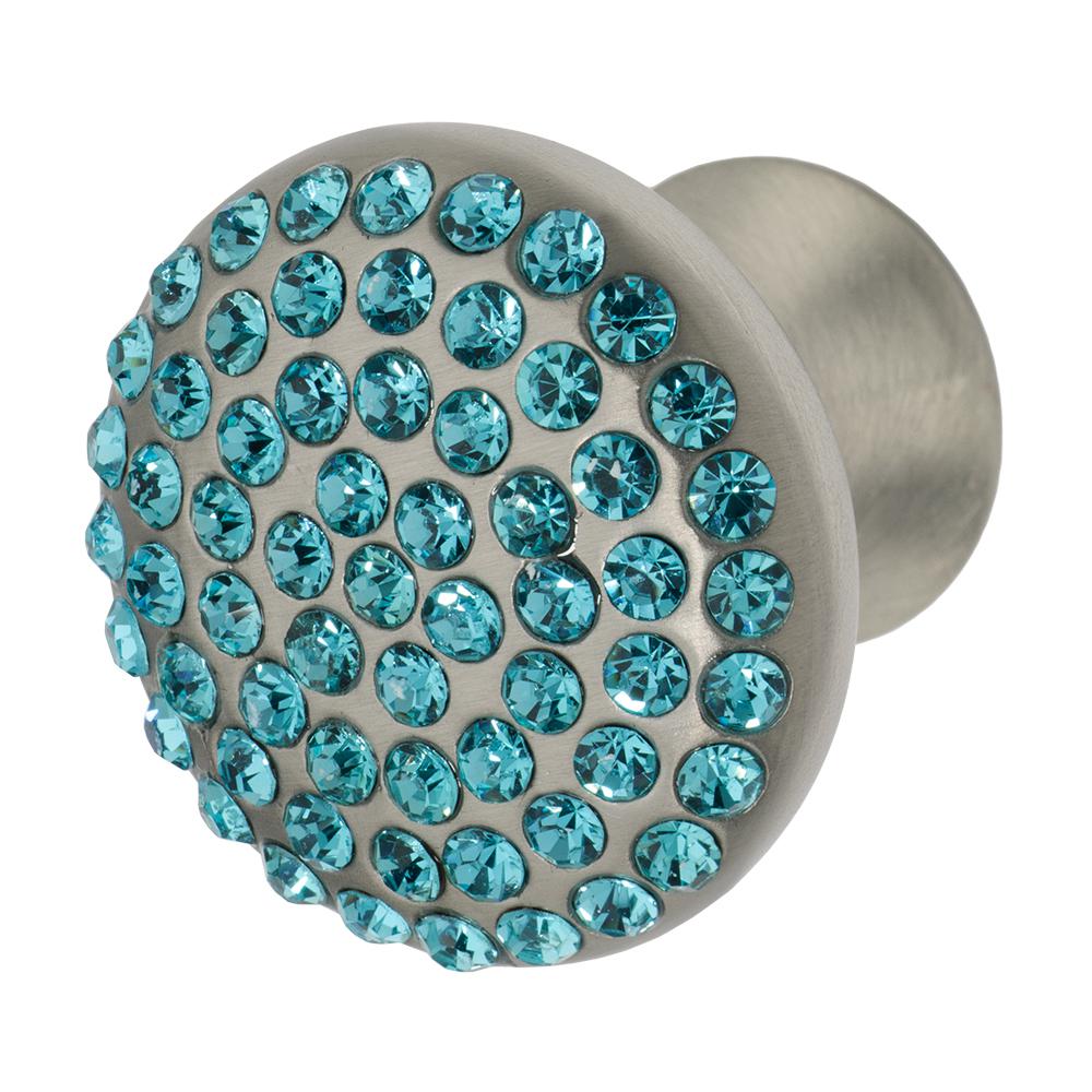 Wisdom Stone Vivacite 1 1 4 In Satin Nickel With Aqua Blue