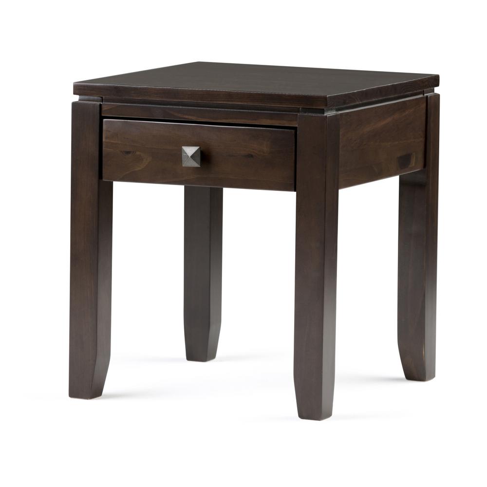 Simpli Home Cosmopolitan 18 In Wide Mahogany Brown Solid Wood Contemporary End Side Table Axcrcos03 Mah The Home Depot