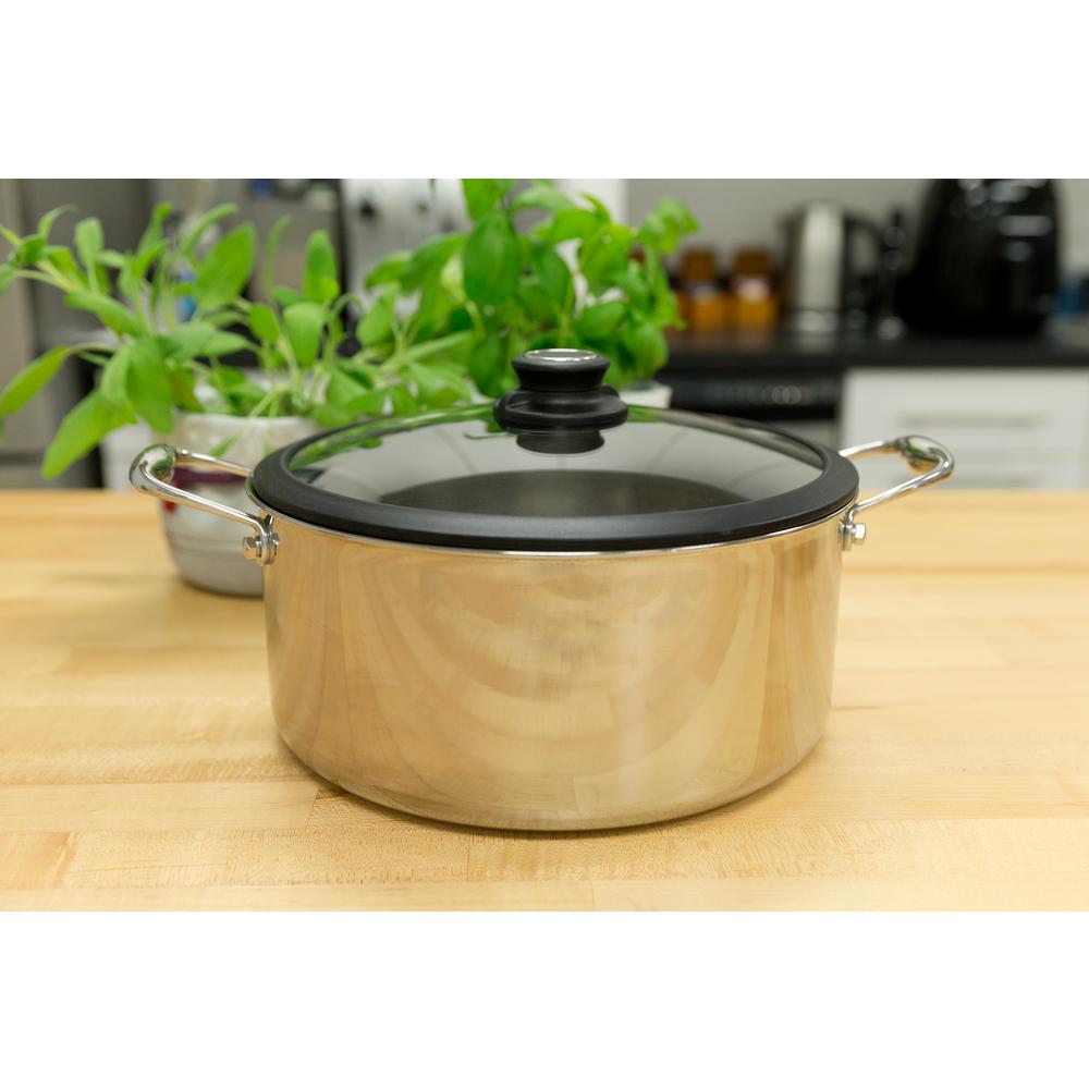 Black Cube 7.5 Qt. Covered Stainless Steel Stock PotBC528 The Home Depot