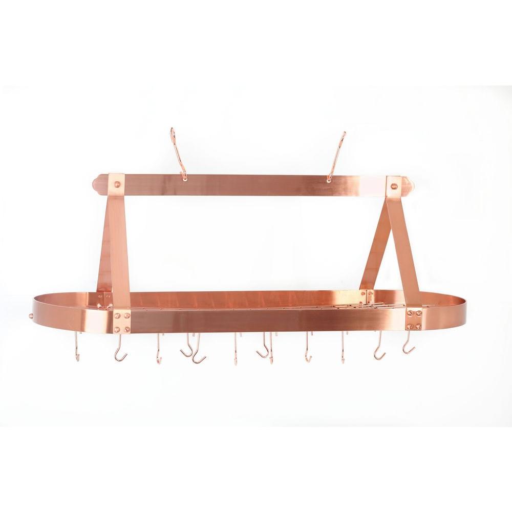 Old Dutch 15.5 in. x 19 in. x 48 in. Oval Satin Copper Pot Rack with 24