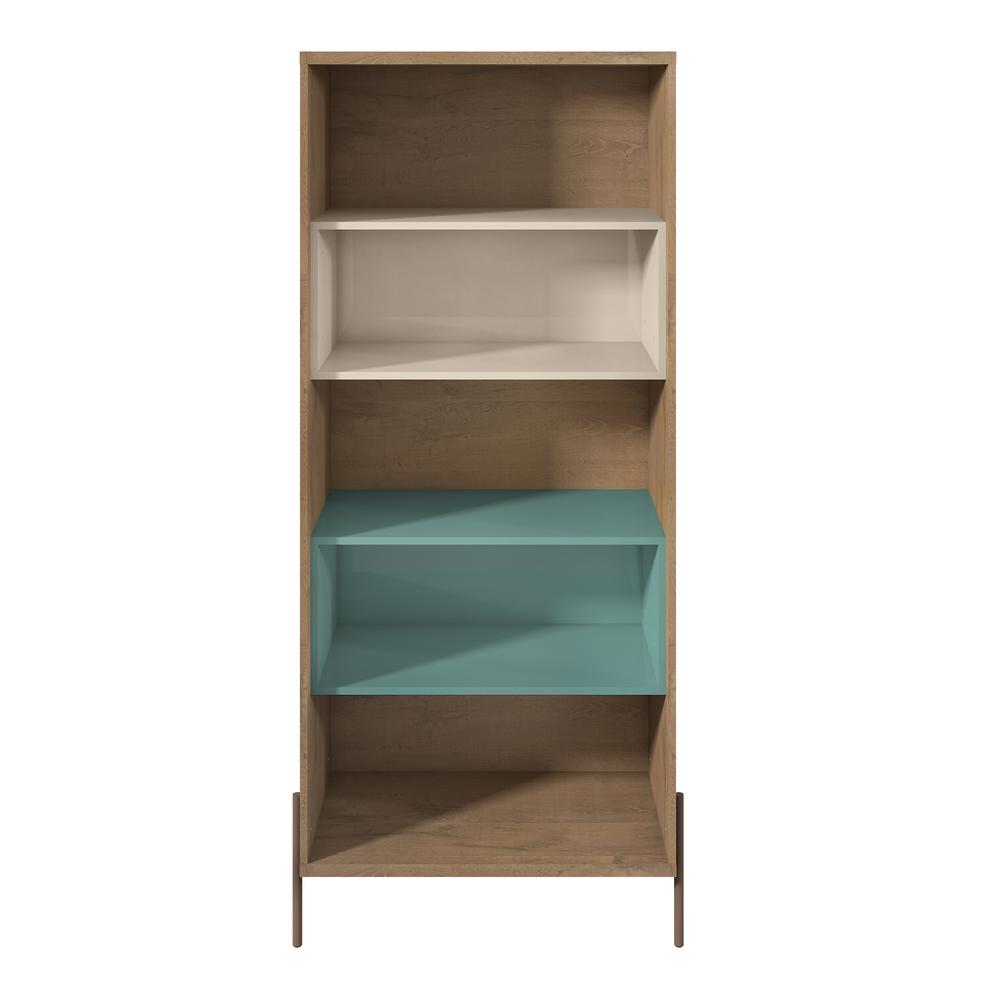 Adjule Shelves Bookcases Home Office Furniture The Depot Joy Blue And Off White 5 Shelf Bookcase