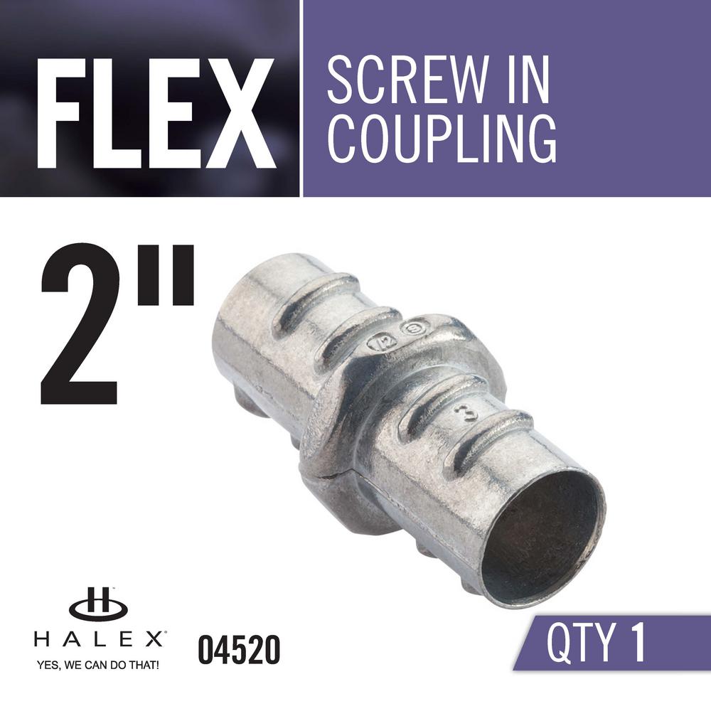 Halex 04520 Screw in Couplings Flexible Metallic Conduit Fitting Zinc Die Cast 2 4 Piece
