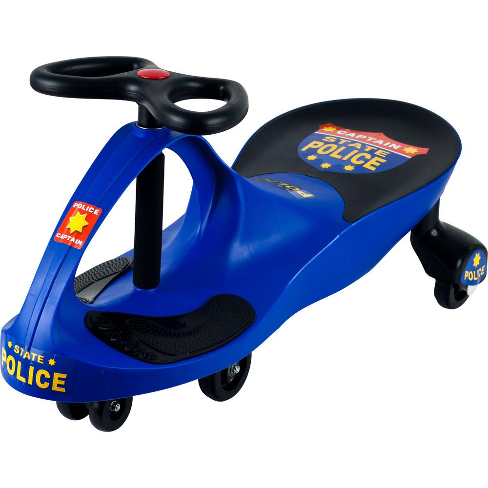 kids riding police car