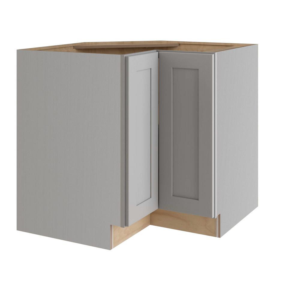 Home Decorators Collection Tremont Assembled 36x34 5x24 In Plywood Shaker Ez Reach Base Corner Kitchen Cabinet Left In Painted Pearl Gray Ezr36l Tpg The Home Depot