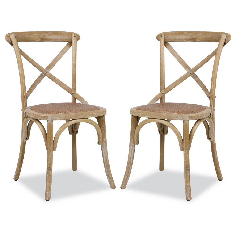 poly and bark cafton weathered oak crossback chair set of  2hd247woakx2  the home depot