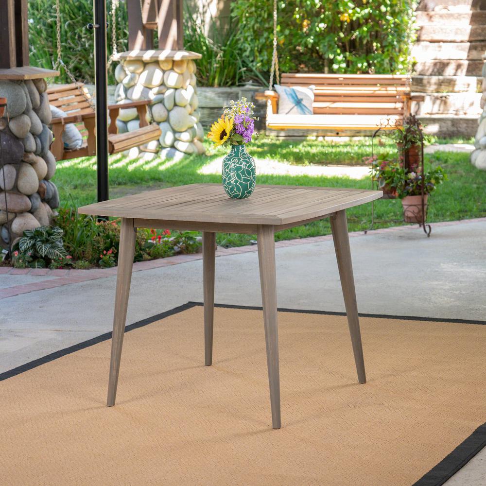 Noble House Hermosa Gray Square Wood Outdoor Dining Table41341 The