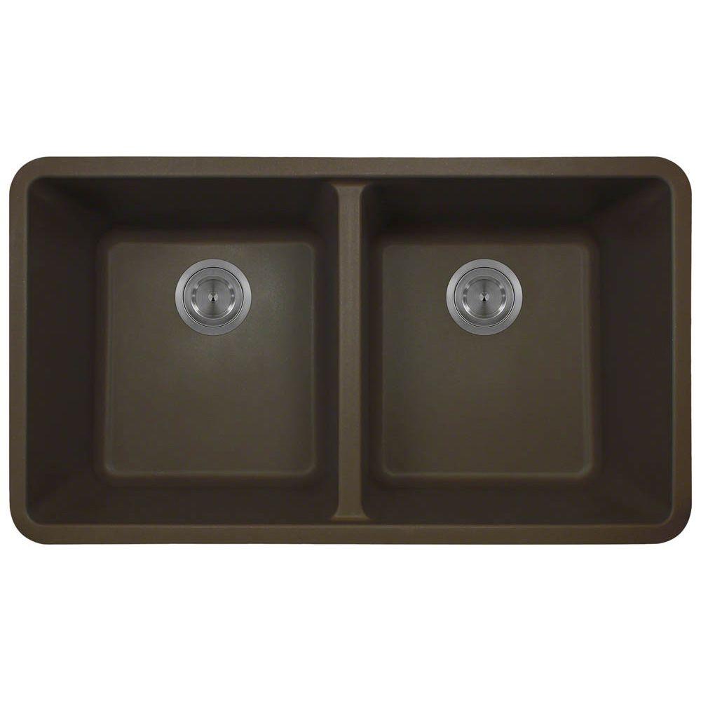Polaris Sinks Undermount Granite Composite 32 5 In 0 Hole Double Polaris Sinks Undermount Granite Composite 32 5 In 0 Hole Double Bowl Kitchen Sink