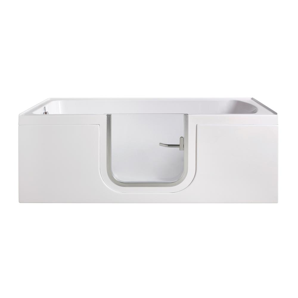 Ella Laydown 60 In Walk In Soaking Bathtub In White With Left