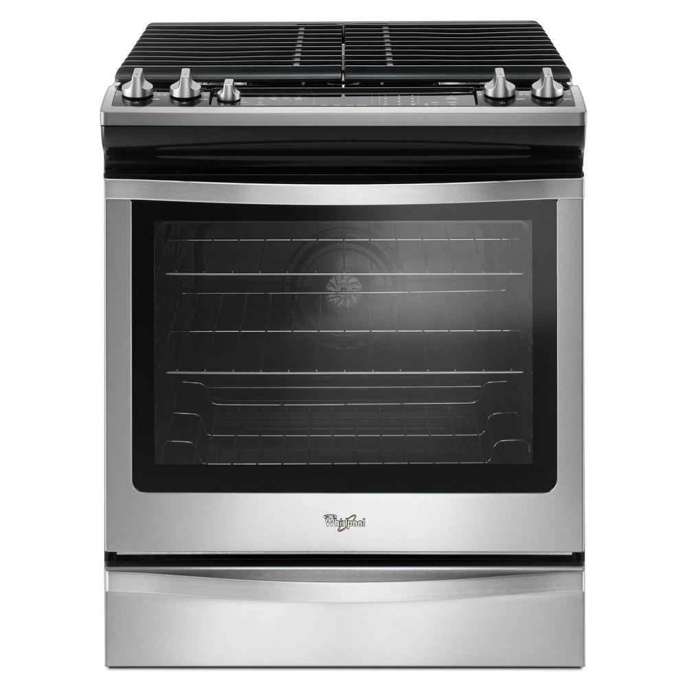 Whirlpool 5 8 Cu Ft Slide In Gas Range With Center Oval Burner