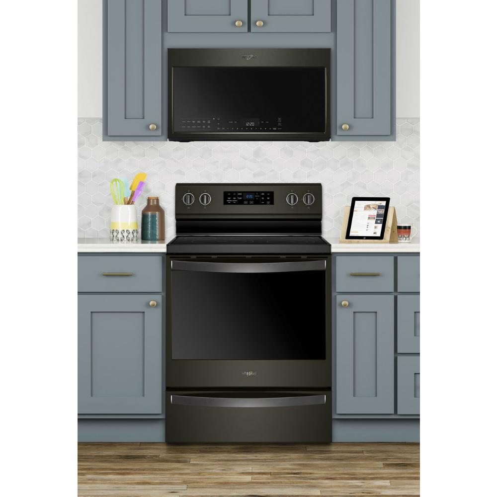 Whirlpool 1 9 Cu Ft Smart Over The Range Convection Microwave In Fingerprint Resistant Black Stainless