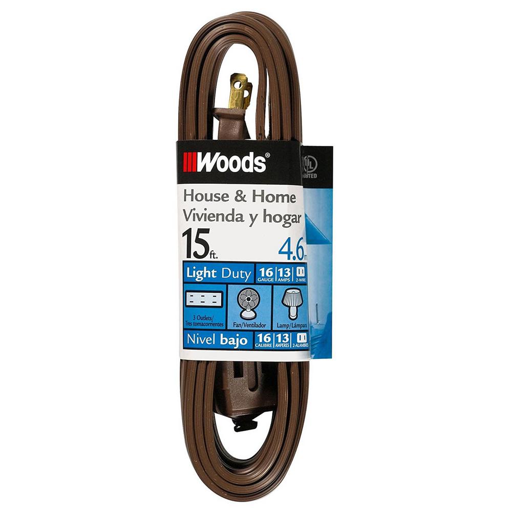 Southwire 15 ft. 16/2 SPT2 MultiOutlet (3) Indoor LightDuty Extension Cord with Safety