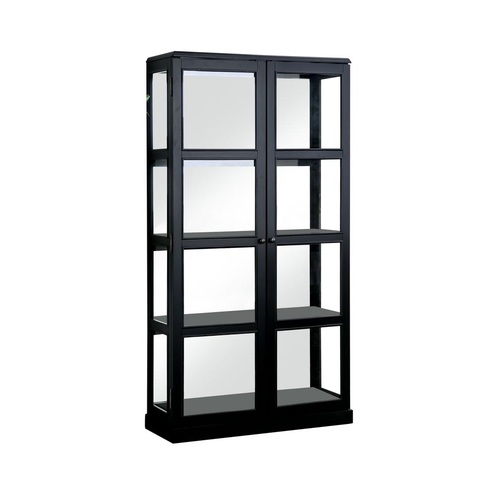 Furniture Of America Jones Black China Cabinet With Window Panel