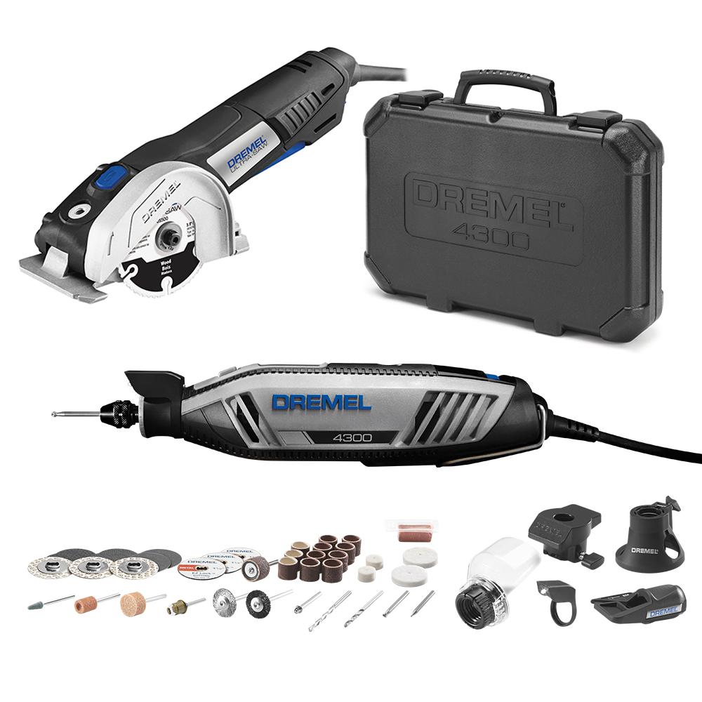Dremel 4300 Series 1 8 Amp Variable Speed Corded Rotary Tool Kit Ultra Saw 7 5 Amp Variable Speed Corded Tool Kit 43005 40 Us4001 The Home Depot