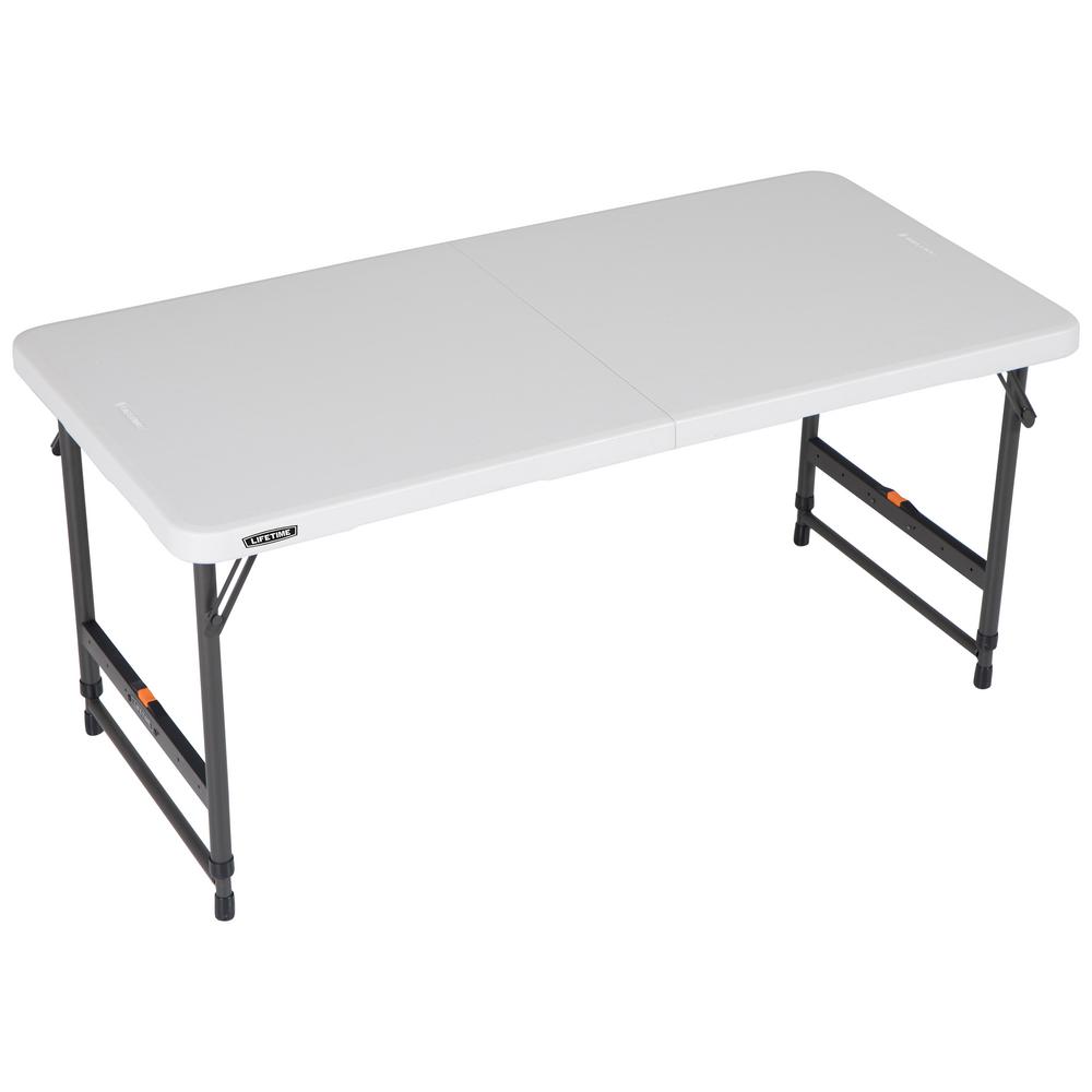 6ft Adjustable Height Folding Table, 6 Foot Fold In Half Adjustable Height Table