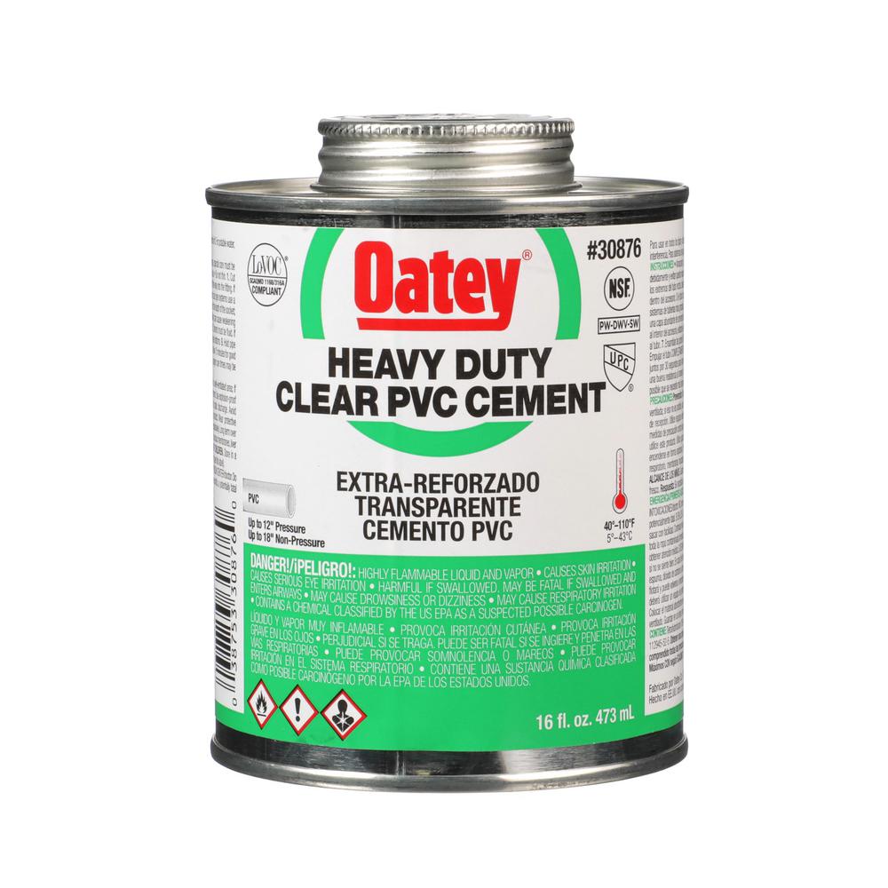 Oatey 16 oz. Heavy-Duty Clear PVC Pipe Cement-308763 - The Home Depot