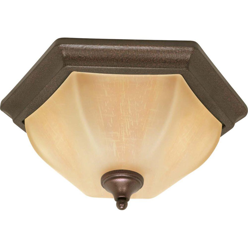 Glomar 2Light Copper Bronze Hexagon Shaped Flush MountHD056 The