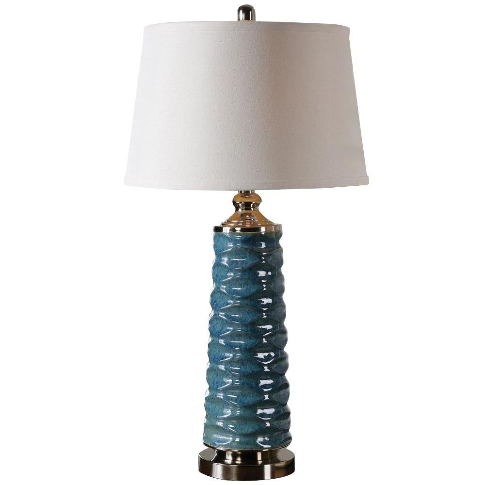 Global Direct 32 In Rust Blue Table Lamp 26567 The Home Depot Rust Blue Table Lamp