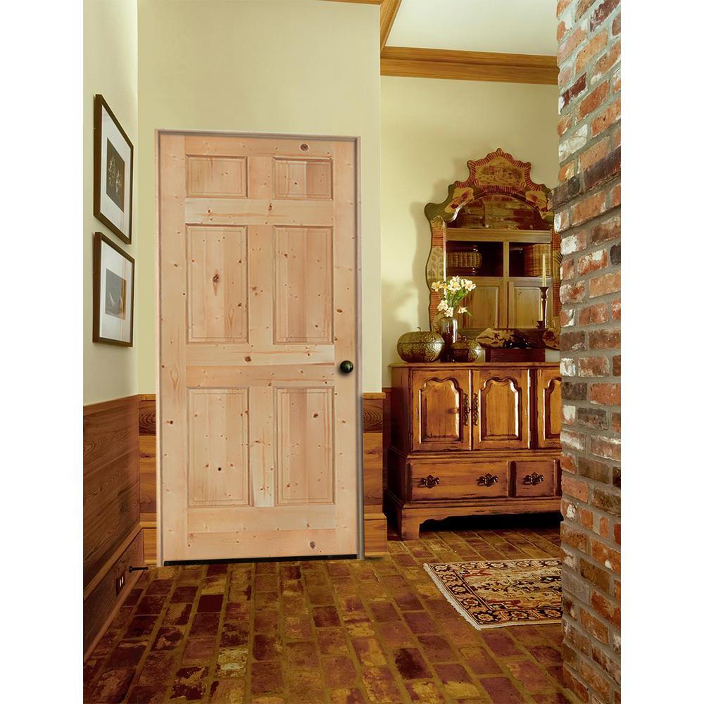 Jeld Wen 24 In X 80 In Knotty Pine Unfinished Left Hand 6 Panel