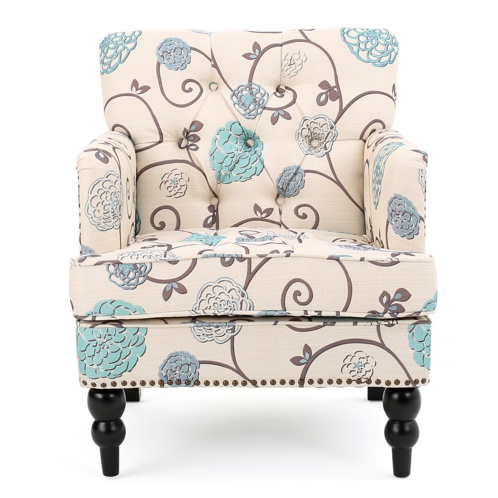 teal patterned chair