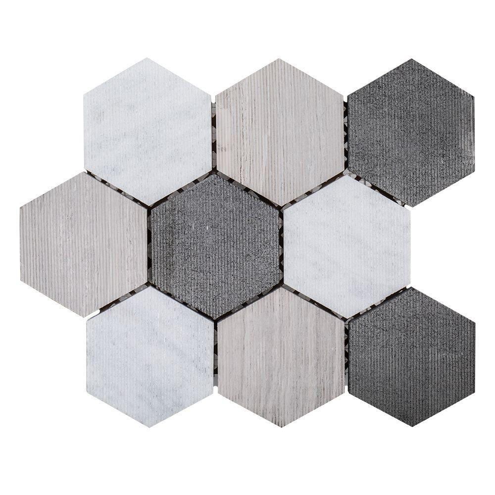 Jeffrey Court Tread Gray 10 5 In X 12 125 8 Mm Hexagon Jeffrey Court Tread Gray 10 5 In X 12