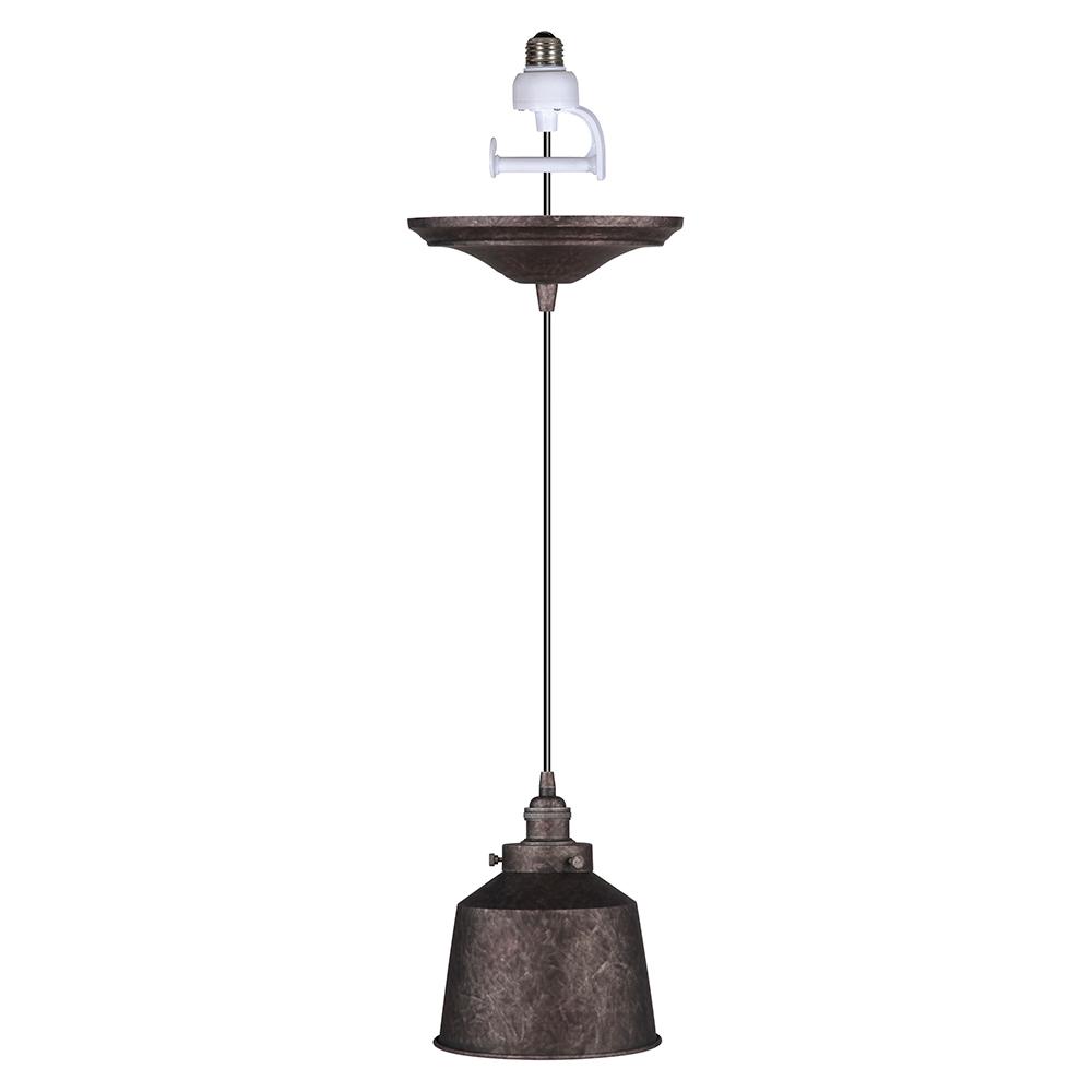 Worth Home S Instant Pendant 1 Light Recessed Conversion Kit Rustic Iron Metal Dome Shade Pkn 7604 8405 D The Depot - Instant Pendant Light Socket Adapter