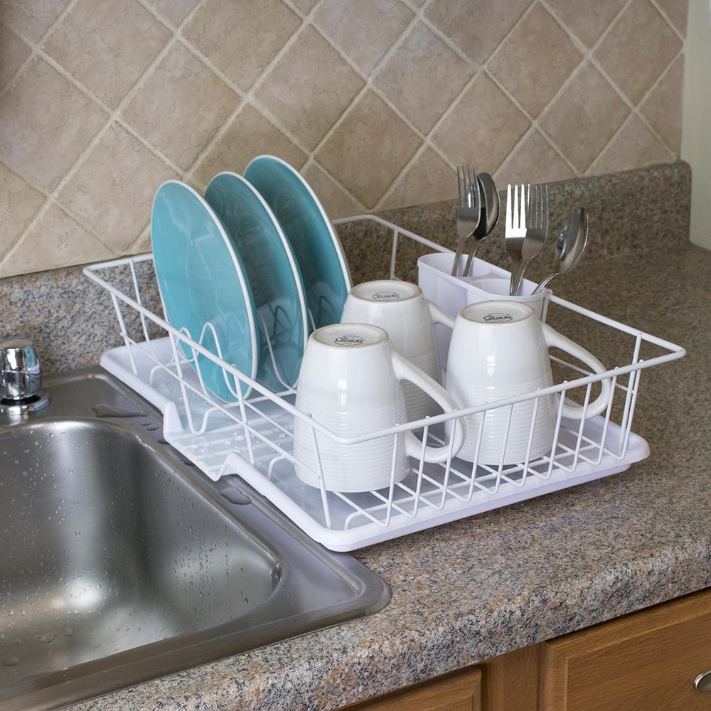 Home Basics 3 Piece Dish Drainer Dd30233 The Home Depot