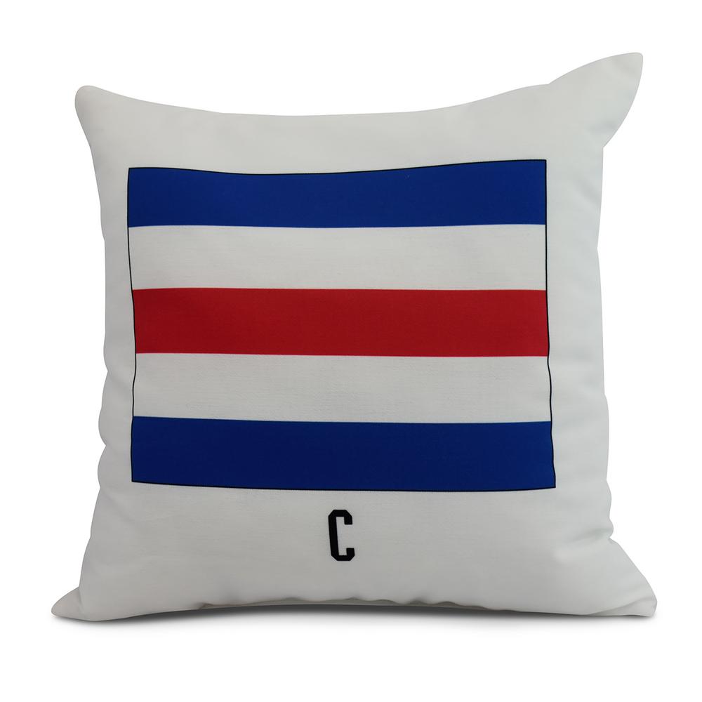 C Letter Simple Outlined 26 In Red Decorative Nautical Throw Pillow C Letter Simple Outlined 26 In Red Decorative Nautical Throw Pillow