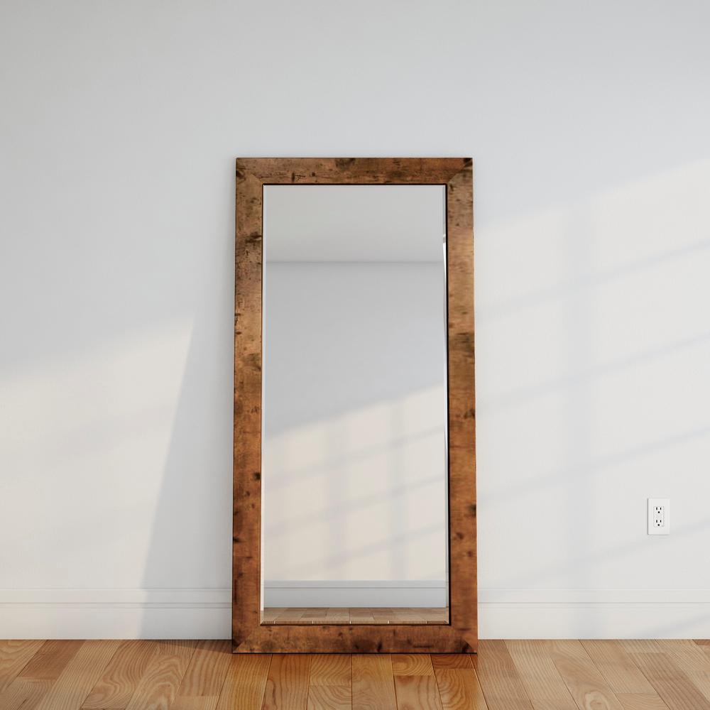 Rustic Floor Mirrors The Home Depot Rustic Light Walnut Beveled Full Body