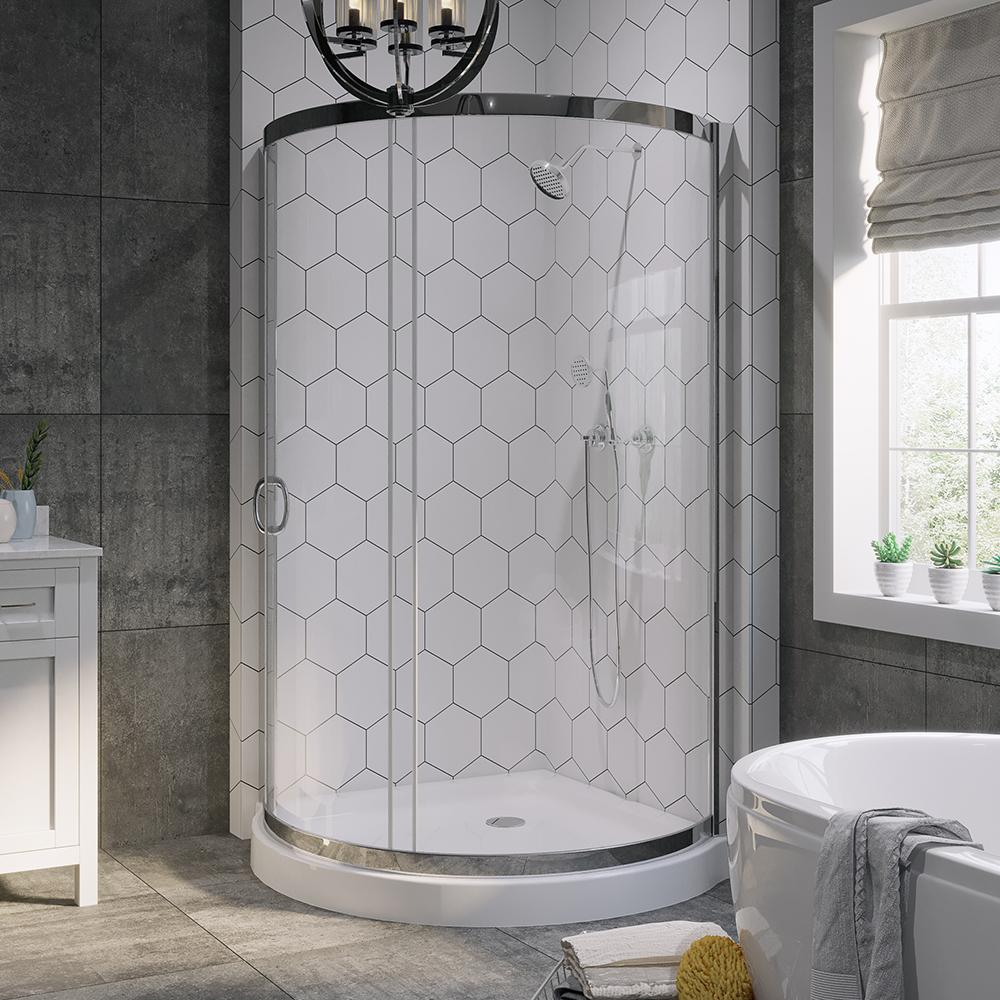 OVE Decors Breeze 38 in. x 38 in. x 76 in. Shower Kit with Reversible Sliding Door and Shower