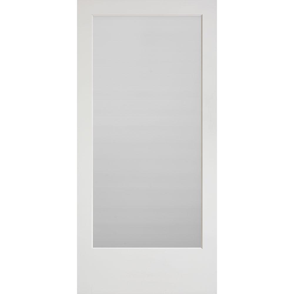 Masonite 40 in. x 84 in. Primed White 1-Lite Frost Solid Wood Interior