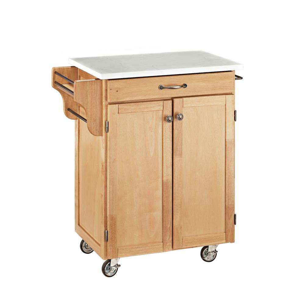 HOMESTYLES CreateaCart White Kitchen Cart with Stainless Top 9001