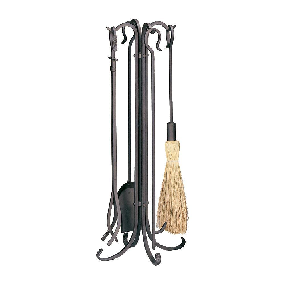 Uniflame Rustic Bronze Finish 5 Piece Fireplace Tool Set With