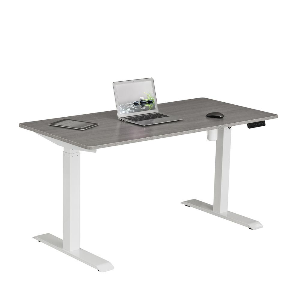 Techni Mobili 59 In Rectangular Gray Standing Desk With Adjustable Height Feature Rta 3839su Gry The Home Depot