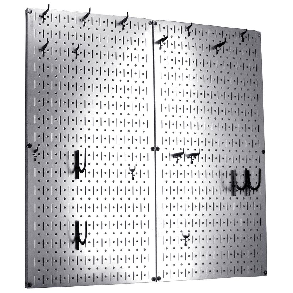 Wall Control Kitchen Pegboard 32 in. x 32 in. Steel Peg Board Pantry Organizer Kitchen Pot Rack Metallic Pegboard and Black Peg Hooks 31-KTH-210 GVB - The Home Depot