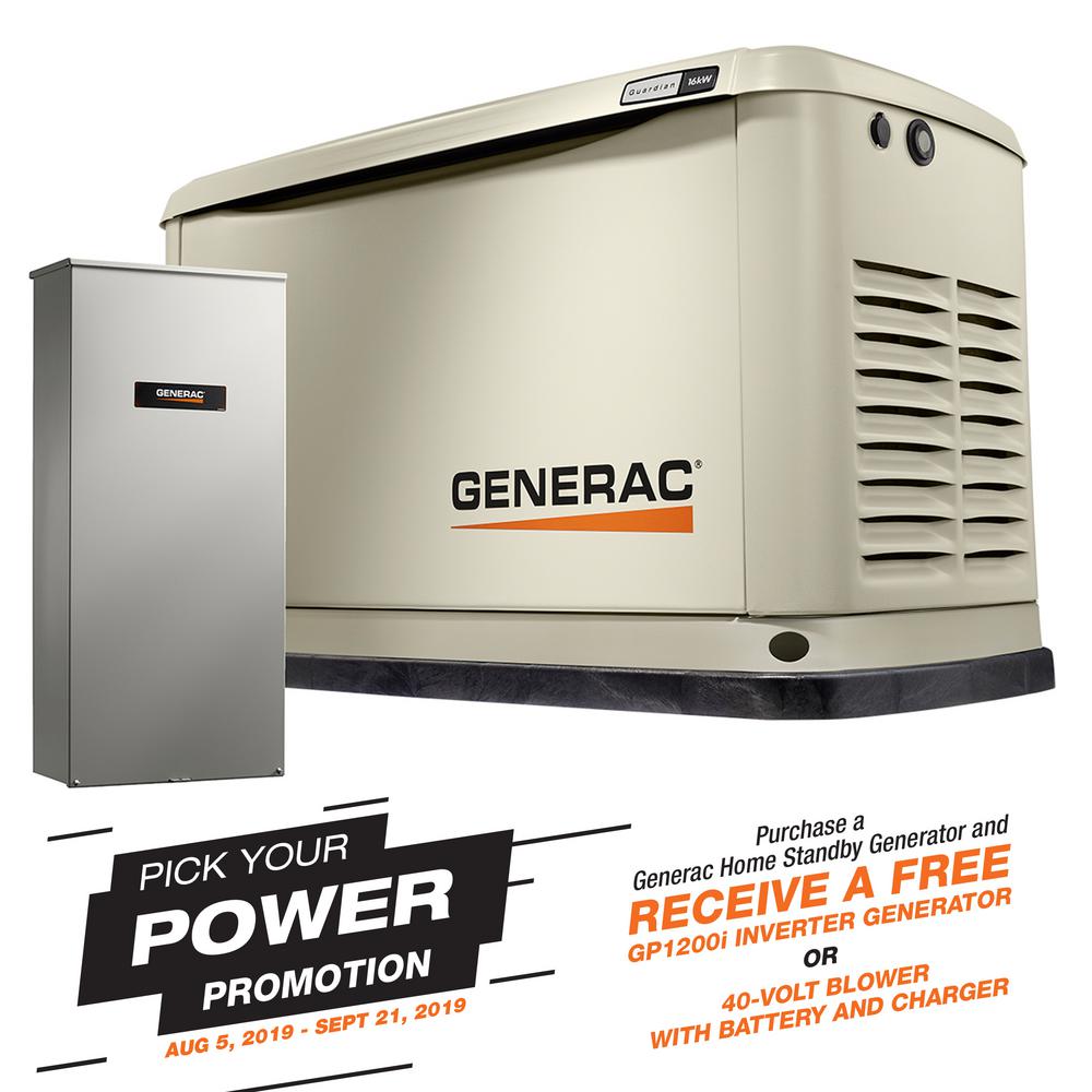 Generac 16000 Watt Lp16000 Watt Ng Air Cooled Standby Generator With Wi Fi And 16 Circuit