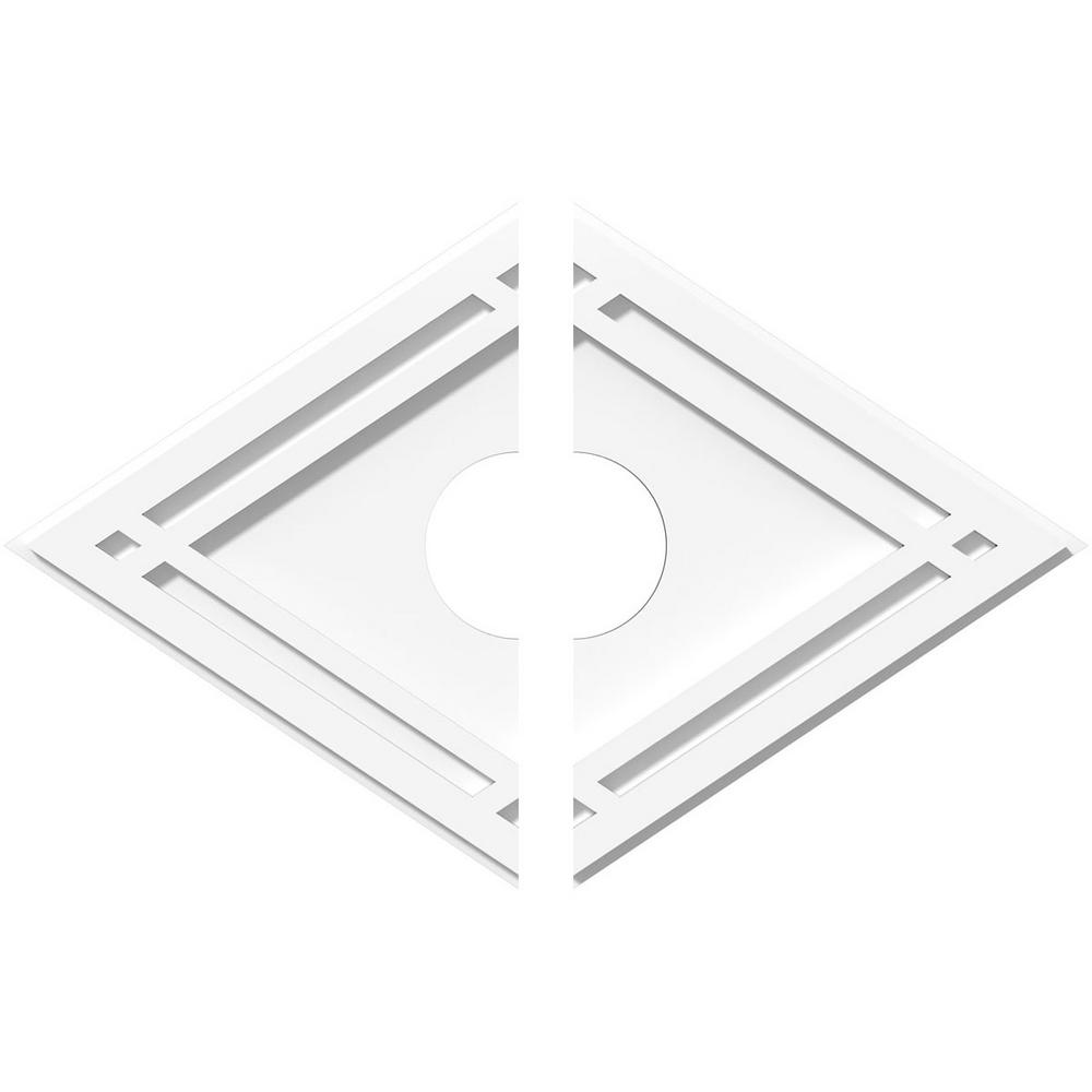 Ekena Millwork 22 In X 14 62 In X 1 In Diamond Architectural Grade Pvc Contemporary Ceiling Medallion 2 Piece