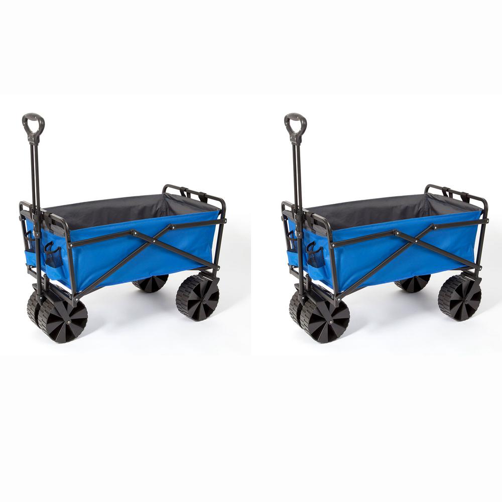 Seina Powder Coated Steel Collapsible Garden Cart Wagon In Blue