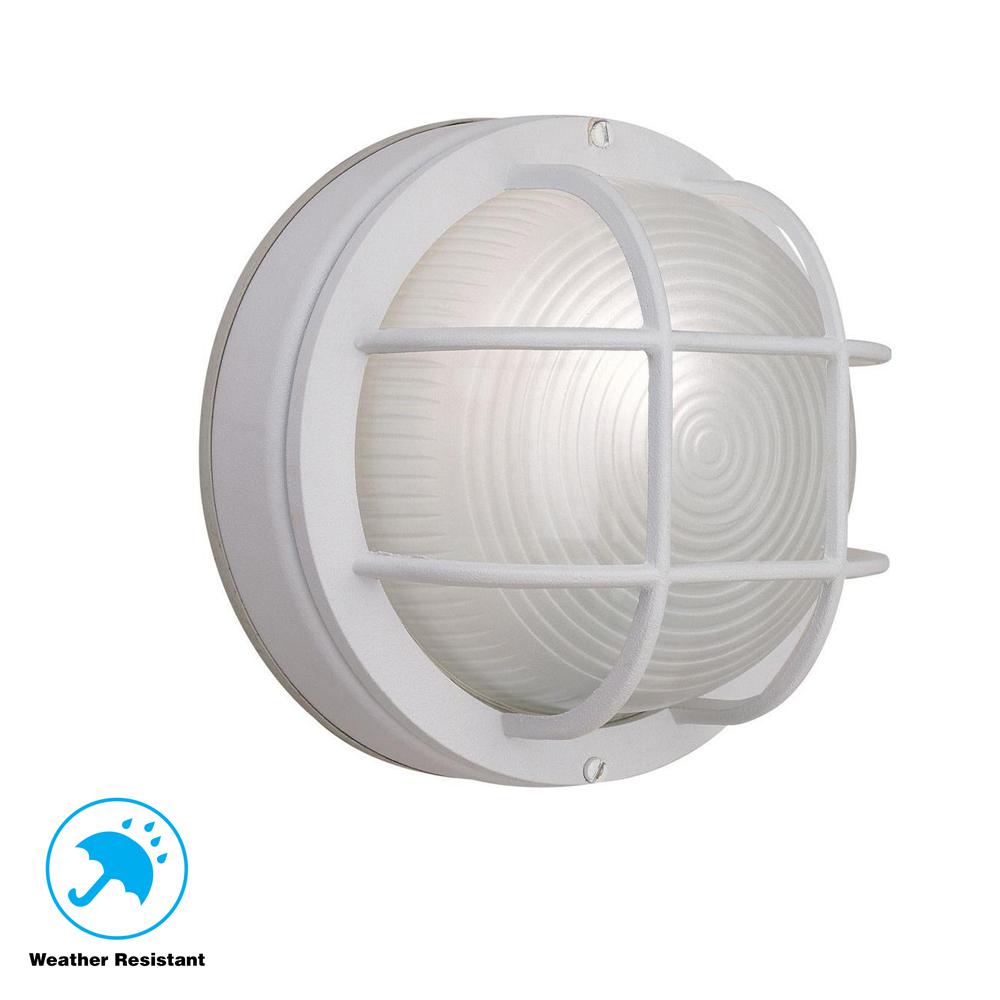 Bulkhead Lights Waterproof Outdoor Wall Lighting 1 Light White Outdoor Round Wall Bulkhead