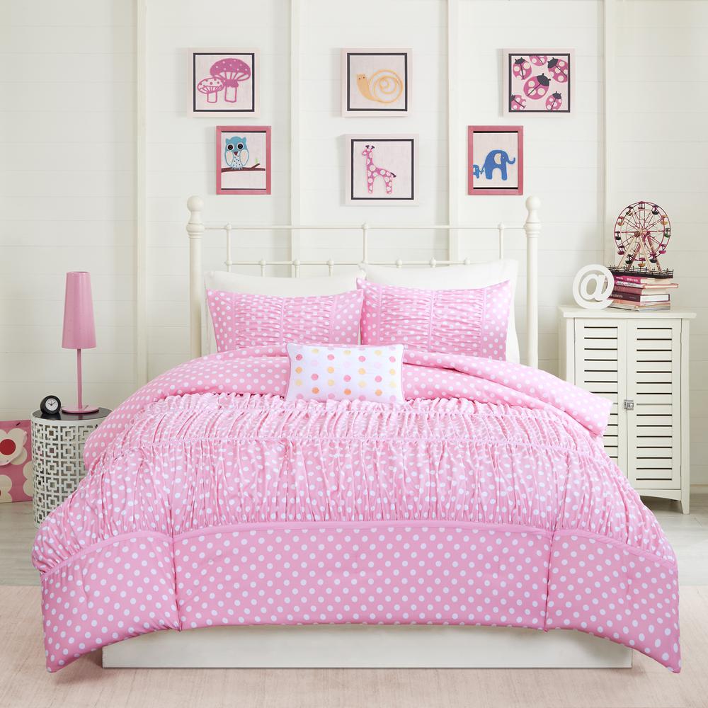 Mi Zone Penelope 3 Piece Pink Twin Comforter Set Mz10 301 The