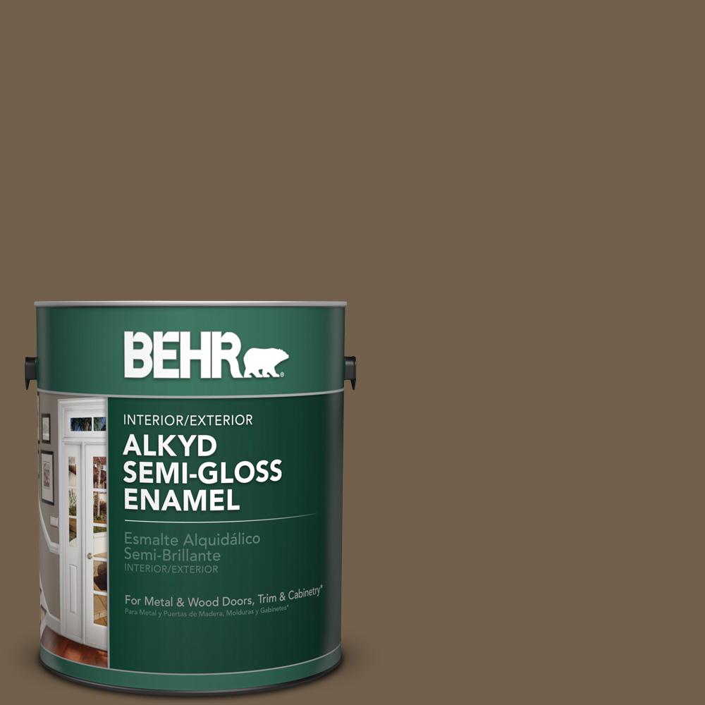 Behr 1 Gal Ms 46 Chestnut Brown Semi Gloss Enamel Alkyd Interior Ms 46 Chestnut Brown Semi Gloss Enamel Alkyd Interior