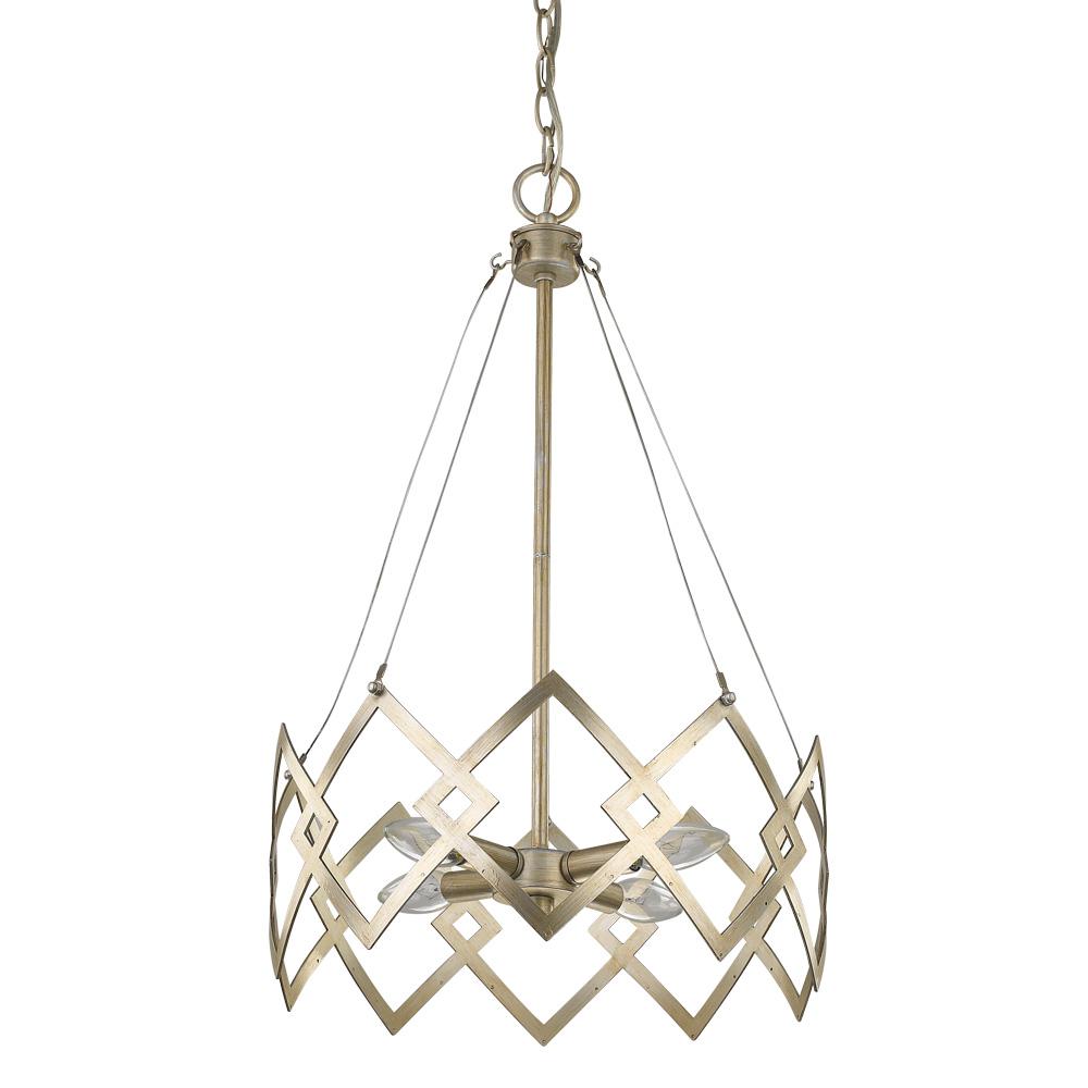 Acclaim Lighting Nora 4 Light Washed Gold Drum Pendant With Abstract Open Air Cage Shade