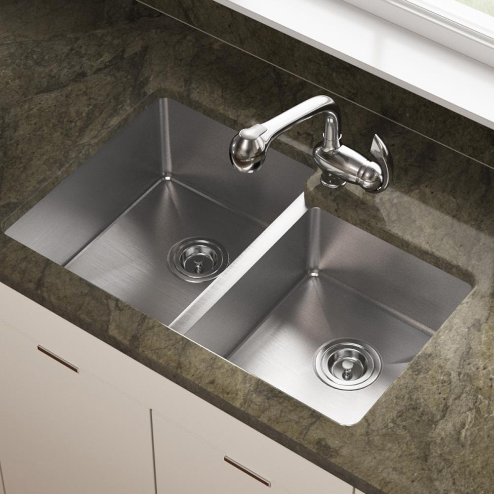 Mr Direct Undermount Stainless Steel 31 In Left Double Bowl Kitchen Sink