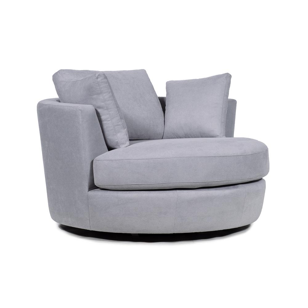 Boyel Living 36 in. Storm Fabric Swivel with Toss Pillows Round Barrel