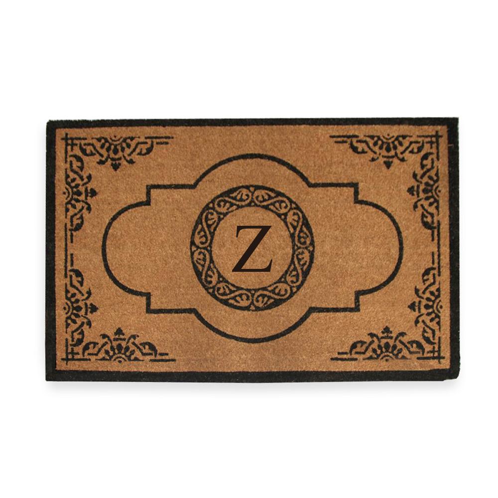 A1hc First Impression Hand Crafted X Large Abrilina 36 In X 72 In Entry Coir Monogrammed Double Door Mat