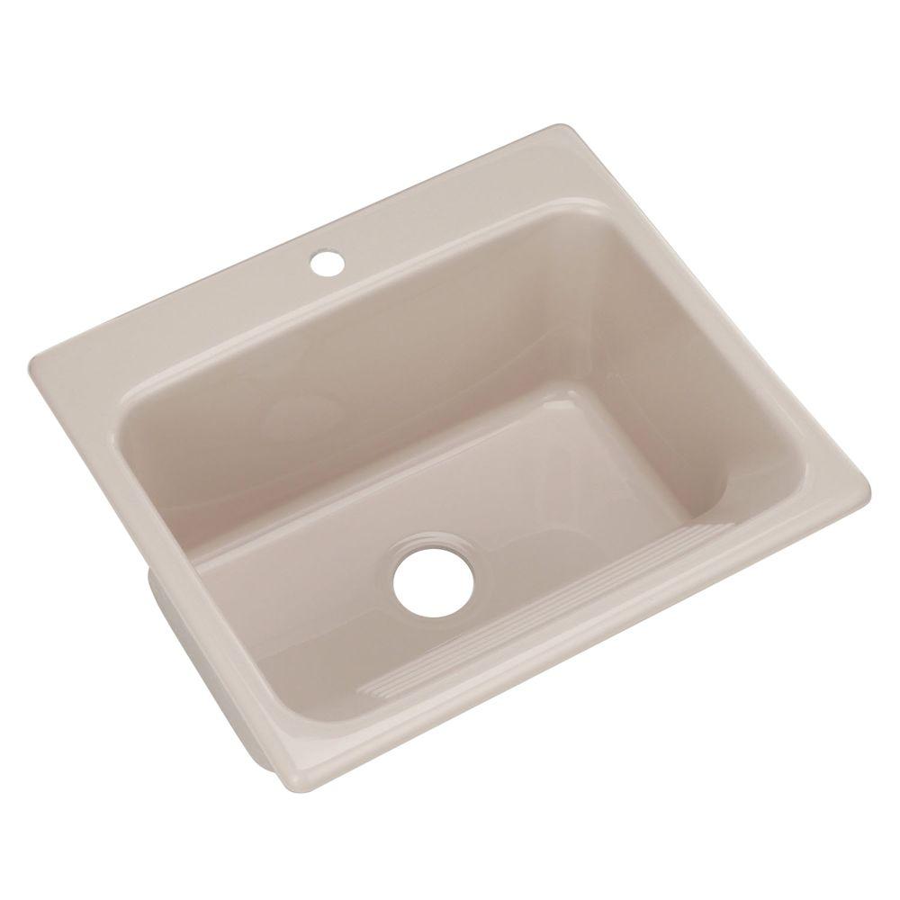 Thermocast Kensington Drop In Acrylic 25 In 1 Hole Single Bowl Utility Sink In Innocent Blush