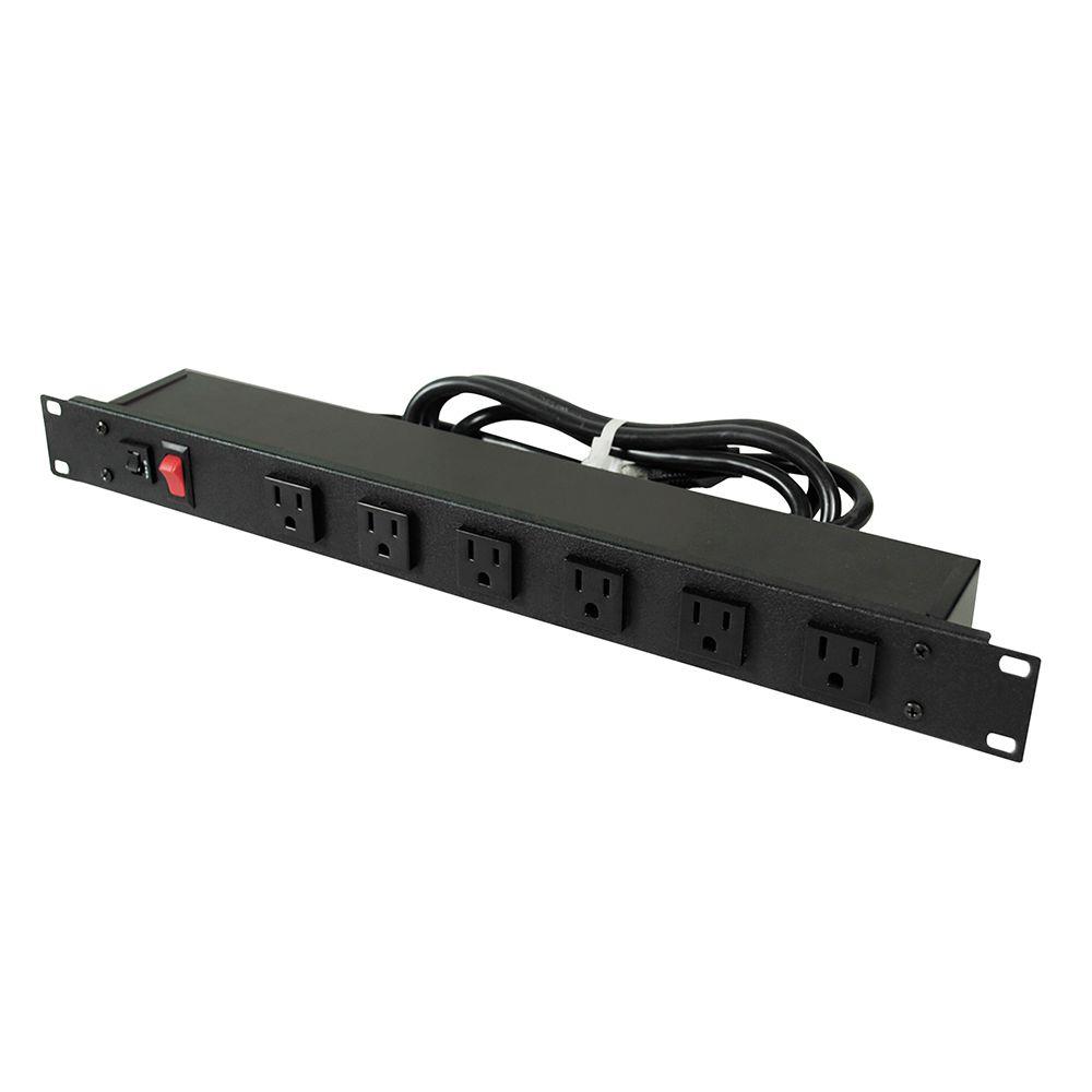 Legrand Wiremold 6Outlet 15 Amp Rackmount Front Power Strip w/ Lighted On/Off Switch and 90