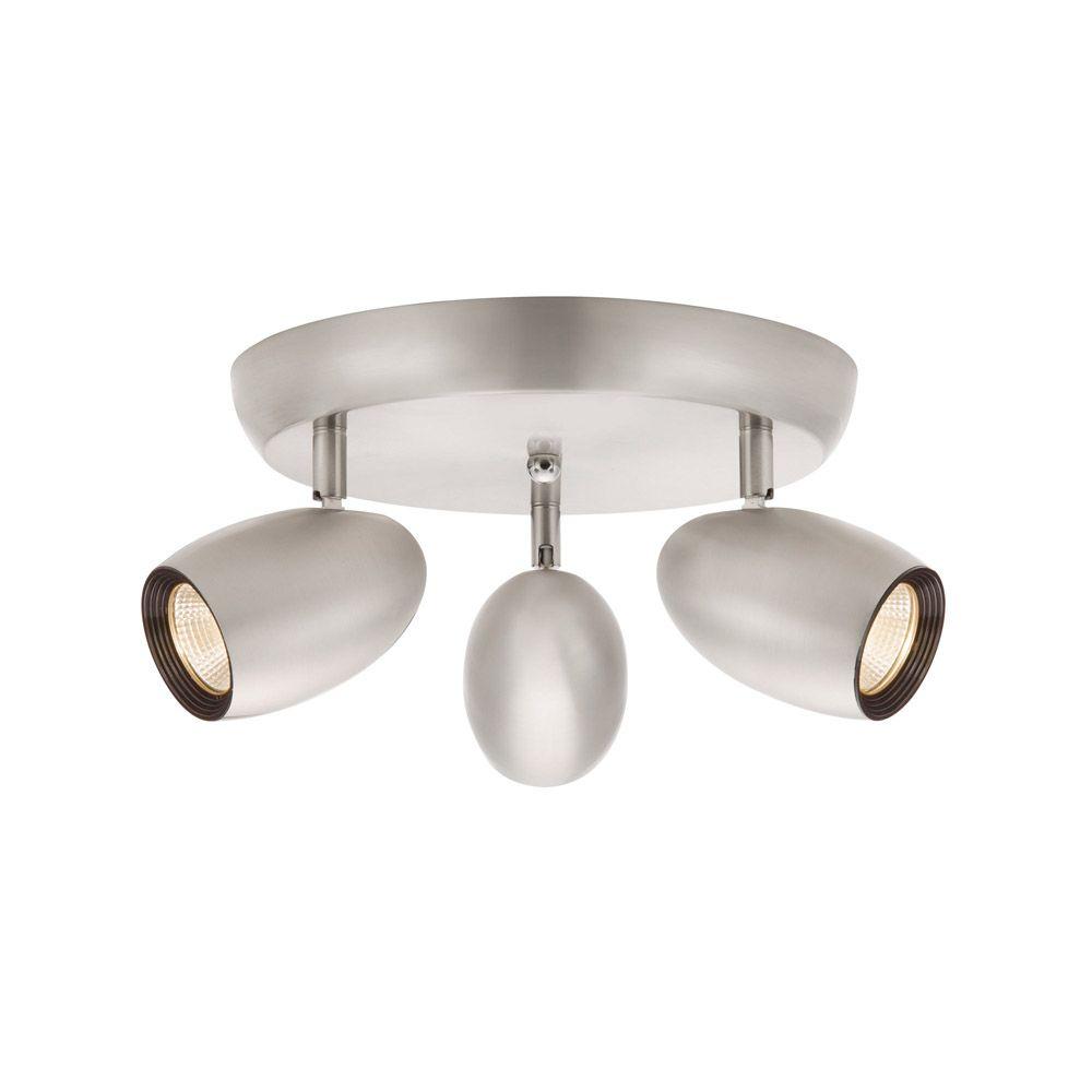 hampton bay 3-light brushed nickel led dimmable spot light with